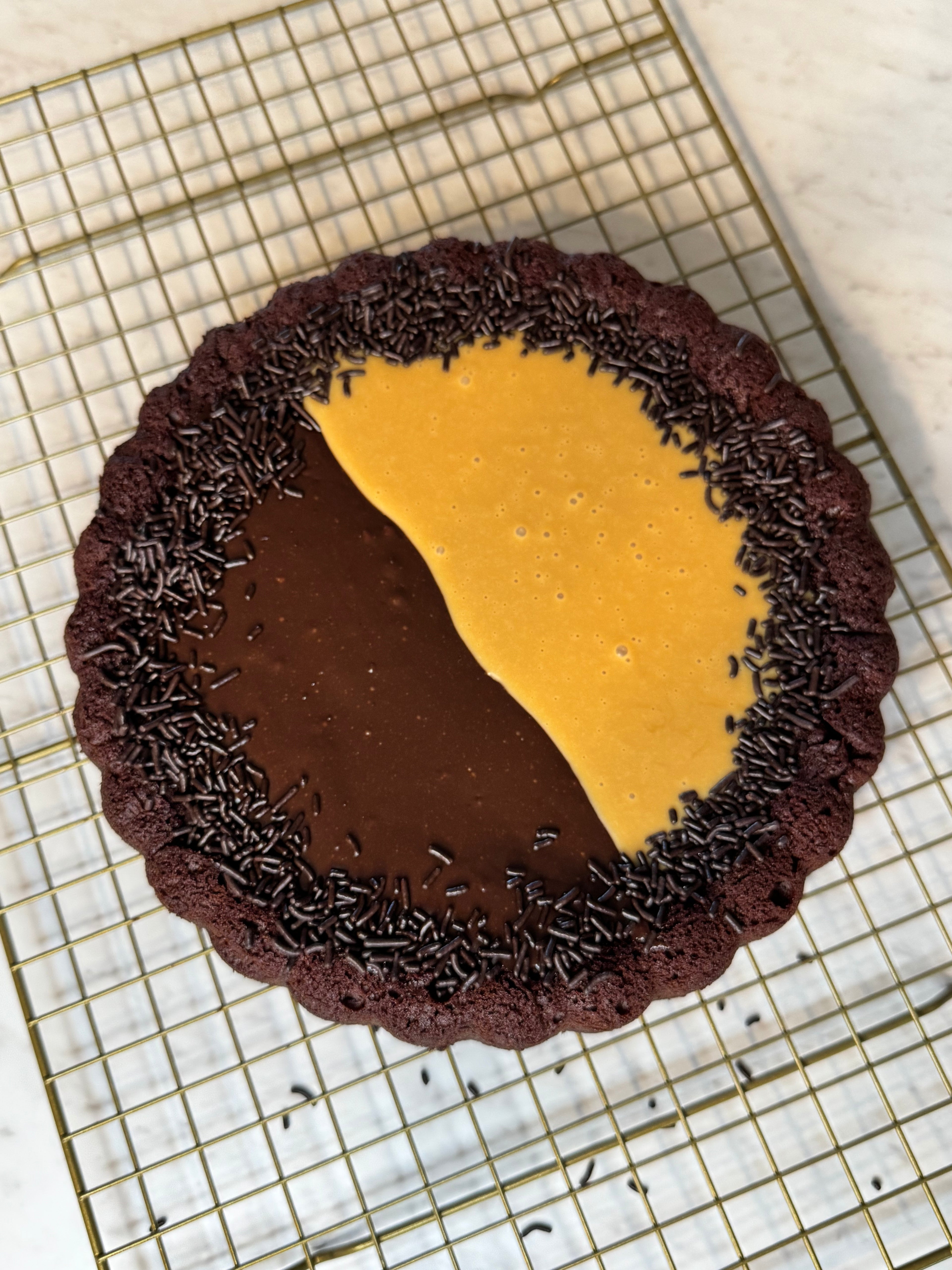Spiced Honey Cake with Chocolate Brigadeiro Truffle and Dulce de Leche