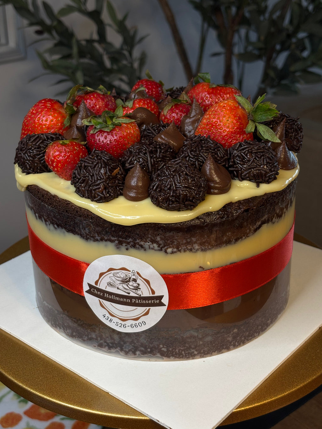 Strawberry Bombon Naked Cake