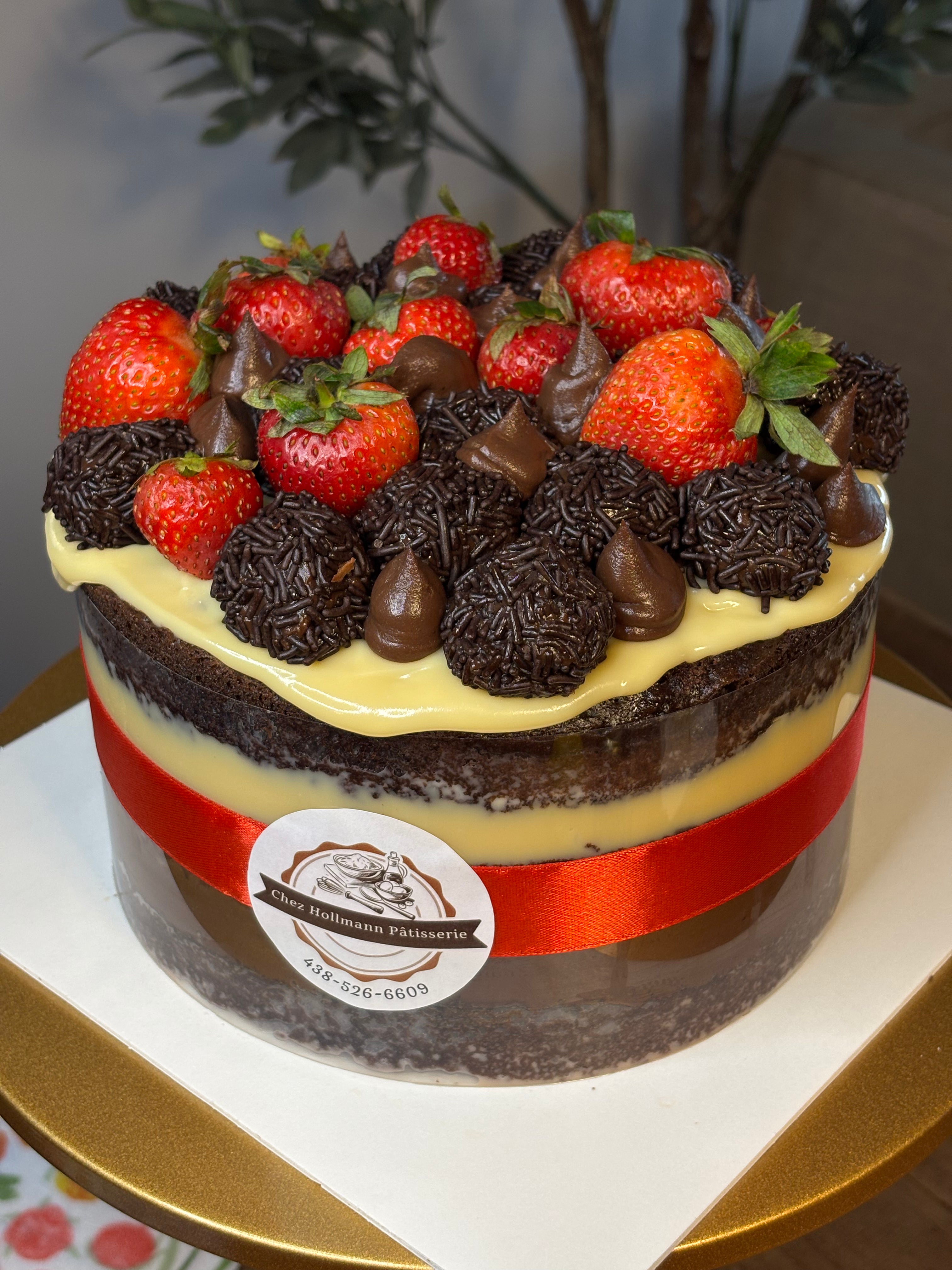 Strawberry Bombon Naked Cake
