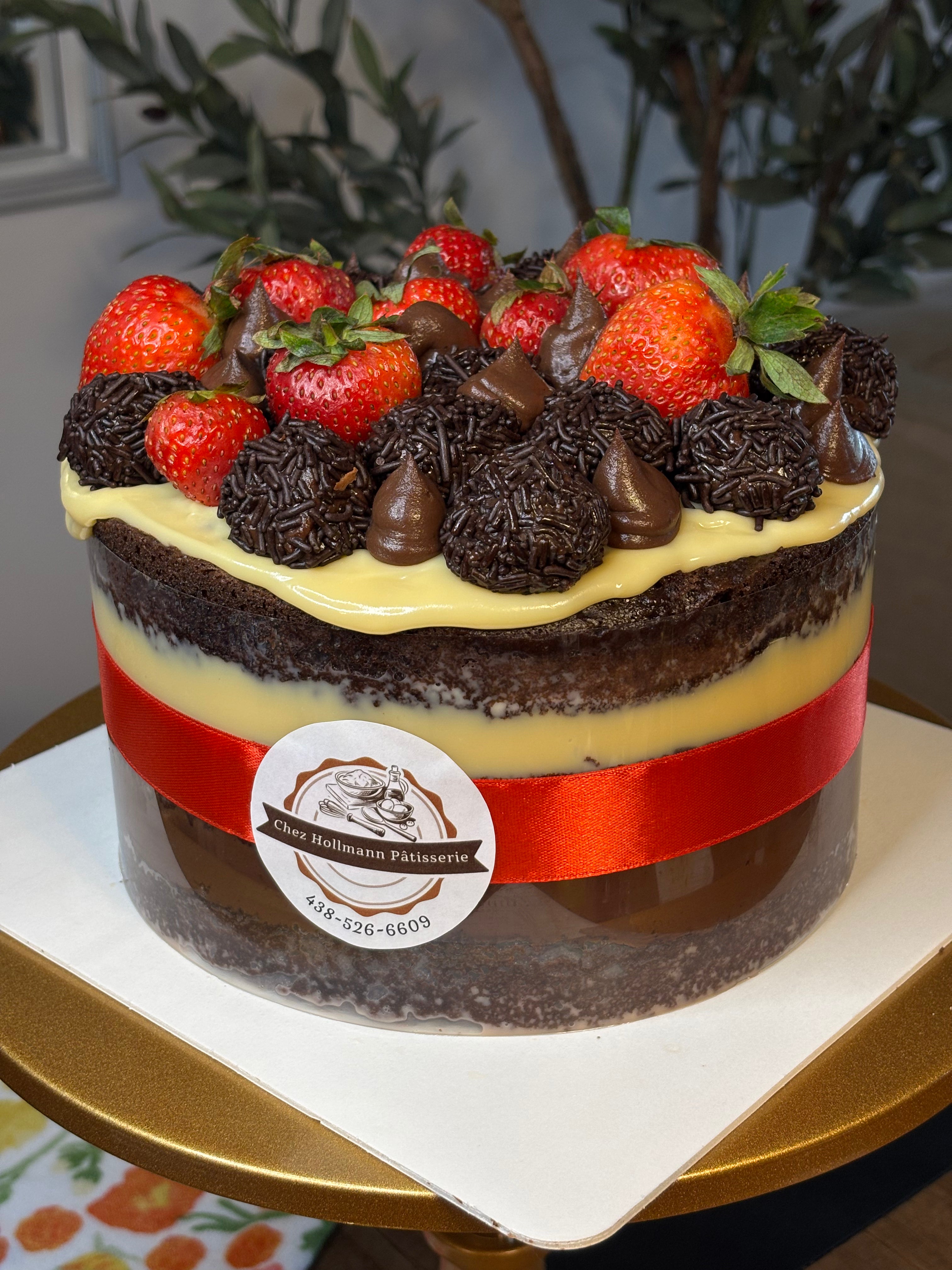 Strawberry Bombon Naked Cake