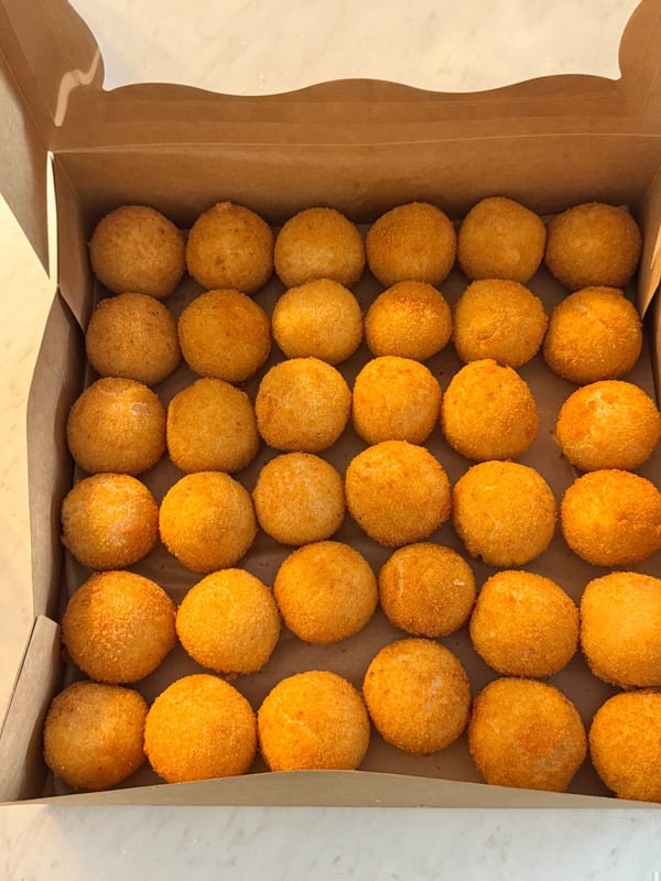 BOX WITH 36 COXINHAS, OR CHEESE BALLS, OR MINI PASTRIES